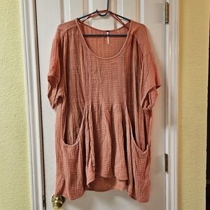 Free People Mauve Textured Tunic Top